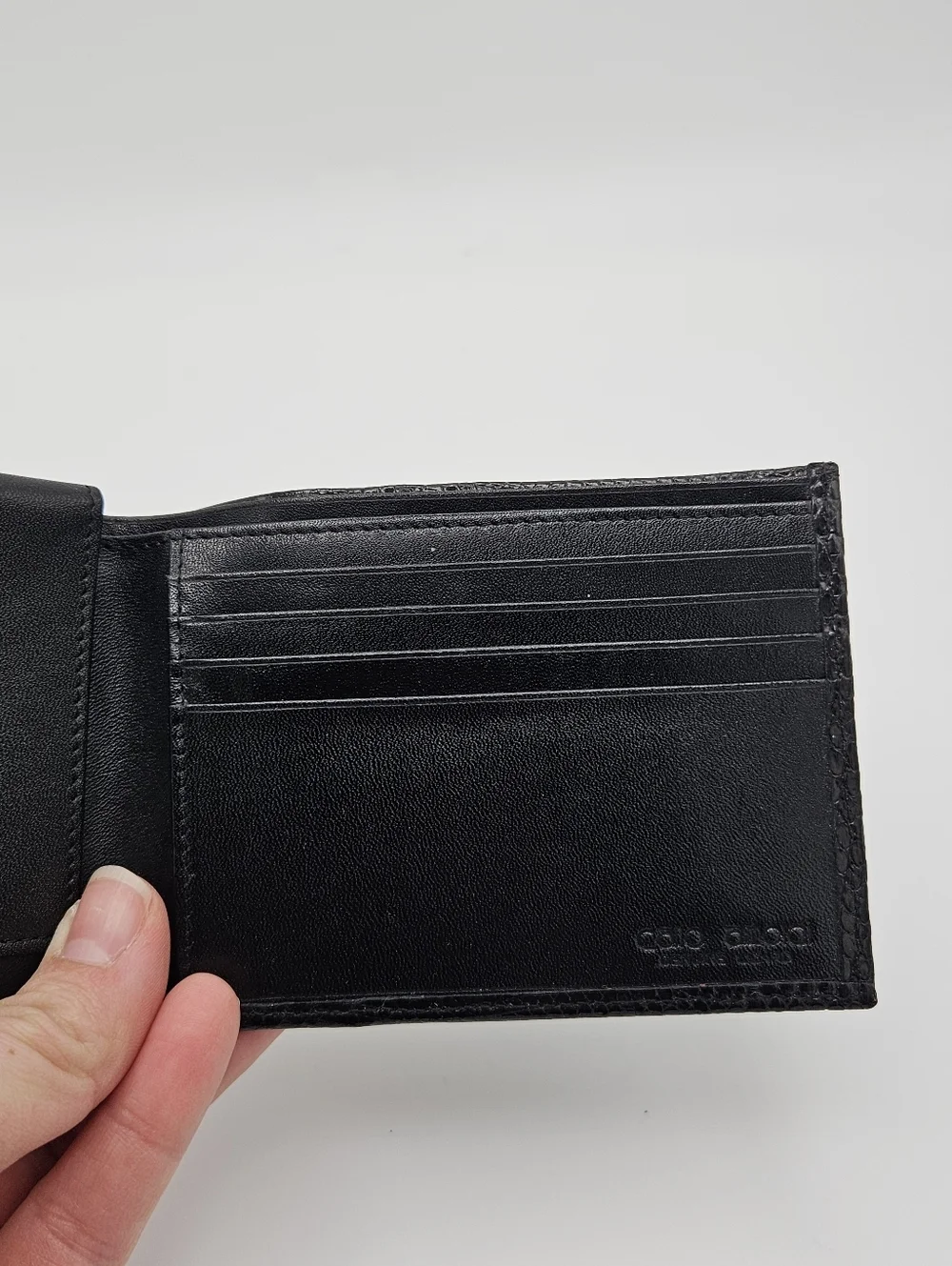 Carlo Amboldi black genuine lizard bifold wallet
